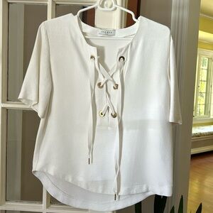 Sandro White top with grommet front detail